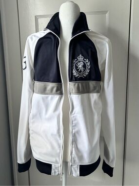 ECKO Unltd. 90s Hip Hop Men White Navy Gray M Track Jacket w/Crest streetwear